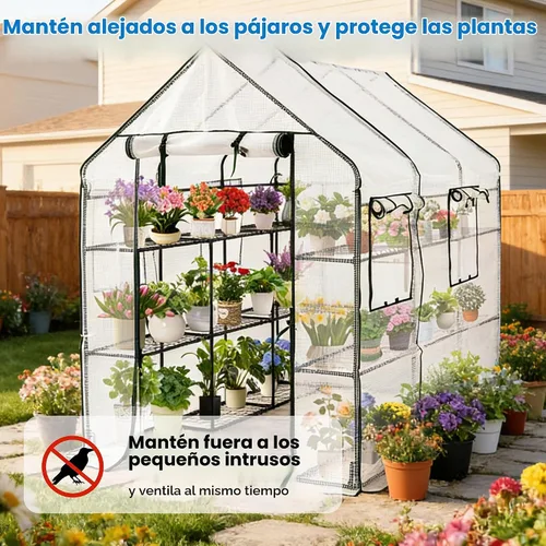 Vista 8 de SUNGIFT - Invernadero para exteriores, blanco, 56 x 85 x 77 pulgadas