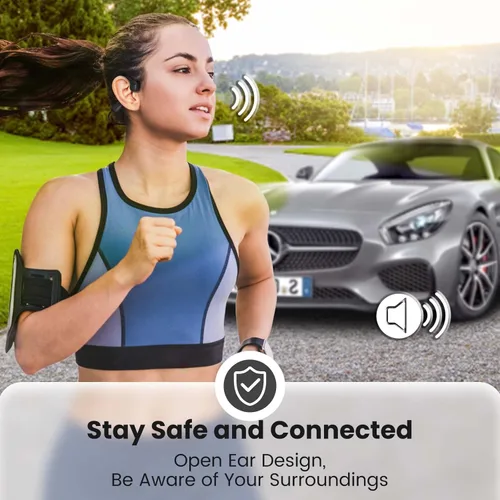 Vista 4 de Auriculares de Conducción Ósea YouthWhisper Bluetooth, Auriculares de Oreja Abierta con Micrófono, Conexión Inalámbrica Multipunto, Resistente al