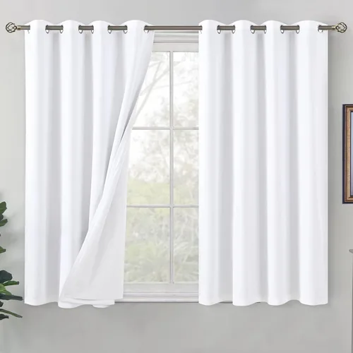 Vista 27 de BGment - Cortinas blackout blancas para dormitorio de 84 pulgadas de largo, juego de 2 paneles, cortinas para dormitorio con aislamiento térmico