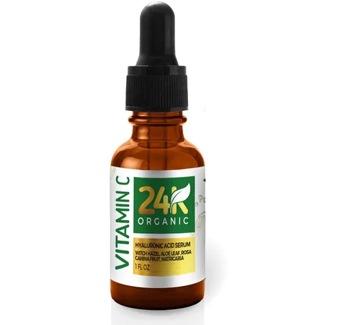 Vista 2 de Suero de vitamina C 24K para cara, suero facial tópico antienvejecimiento con ácido hialurónico y hoja de aloe, 1 onza líquida