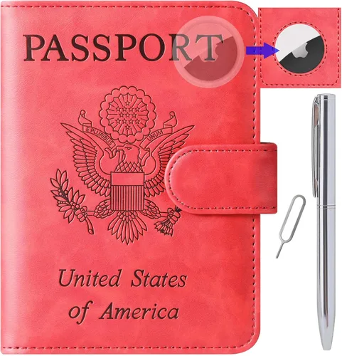 Vista 21 de LOHASLIFE Soporte para pasaporte para viajes, cartera con bloqueo RFID para 116#Negro