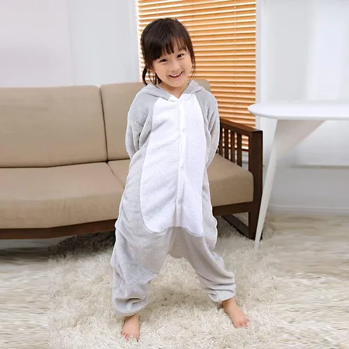 Vista 4 de Plustrong Pijama de una sola pieza para niños, disfraces de Halloween para niños y niñas, enterizo de franela de animales, disfraces de Halloween