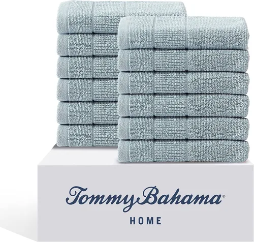 Vista 20 de Tommy Bahama - Toallas de baño, 100% algodón suave y absorbente, resistentes a la decoloración y a la decoloración, toallas de baño de peso medio