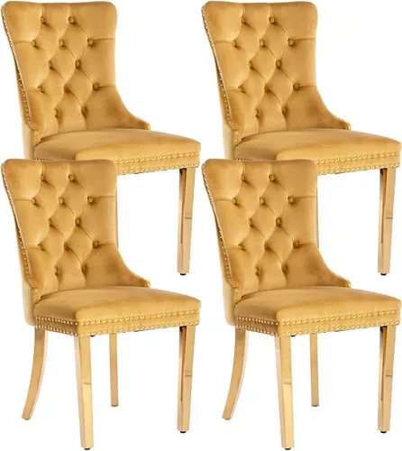 Vista 36 de Juego de 2 sillas de comedor de terciopelo beige, modernas sillas de cocina tapizadas