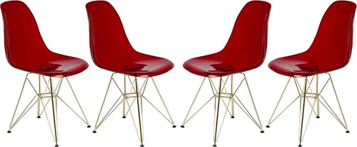 Vista 15 de LeisureMod Sillas de comedor de acrílico con base Eiffel cromada, respaldo ergonómico curvado, juego de 2 sillas laterales ligeras para cocinas
