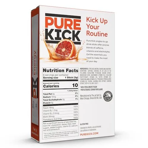 Vista 2 de Pure Kick Energy - Mezcla de bebida individual para llevar, naranja sangre, 6 cajas, 6 paquetes por caja (36 porciones individuales)