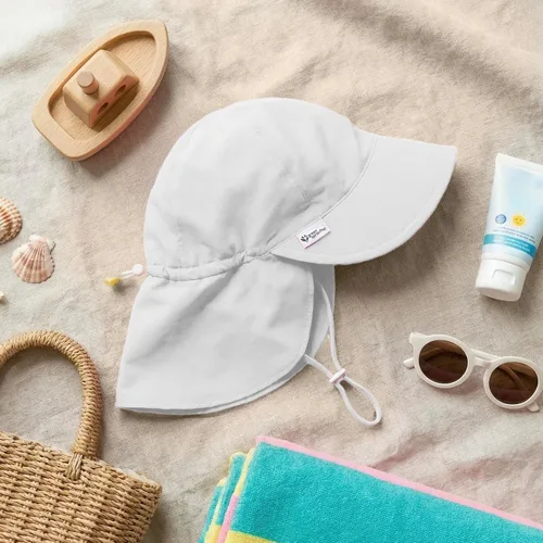 Vista 5 de Green Sprouts Sombrero de natación unisex para bebé con protección solar y solapa Blanco