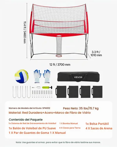 Vista 7 de VEVORAdjustable Height Badminton Net Set for Backyard Beach Lawn, Outdoor Portable Volleyball Net with Carrying Bag, 4 Square Quick Assemble Game