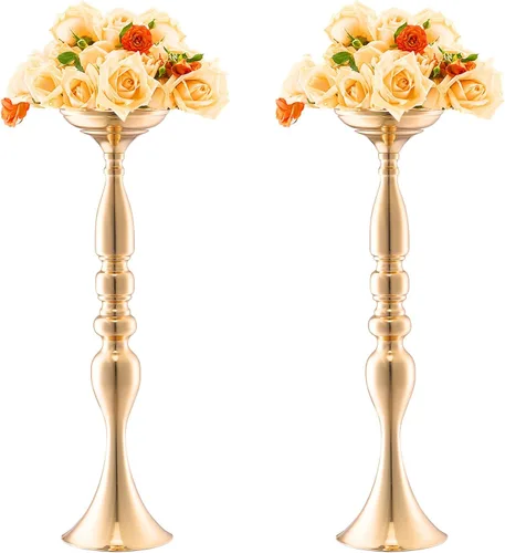 Vista 12 de VEVOR Centro de Mesa de Boda de Metal Dorado, Candelabro, 20 Piezas 58cm/22.83