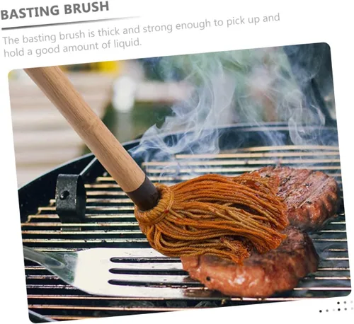 Vista 6 de ABOOFAN Juego de fregona para parrilla, cepillos de barbacoa para salsa Bbq Dipping Brush Basting Mop para asar material de madera de algodón