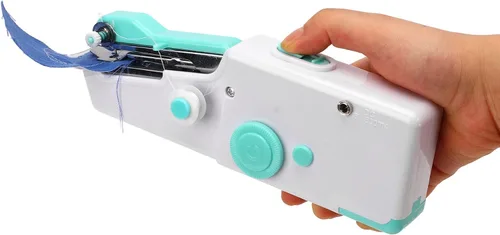 Vista 3 de Jeanoko Mini máquina de coser portátil, máquina de coser de mano, multiusos, máquina de coser portátil inalámbrica para principiantes, niños