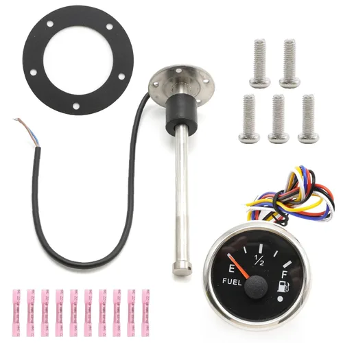 Vista 8 de Medidor de nivel de combustible universal de 2 pulgadas 52 mm para coche con sensor de combustible E-1/2-F puntero 12 V