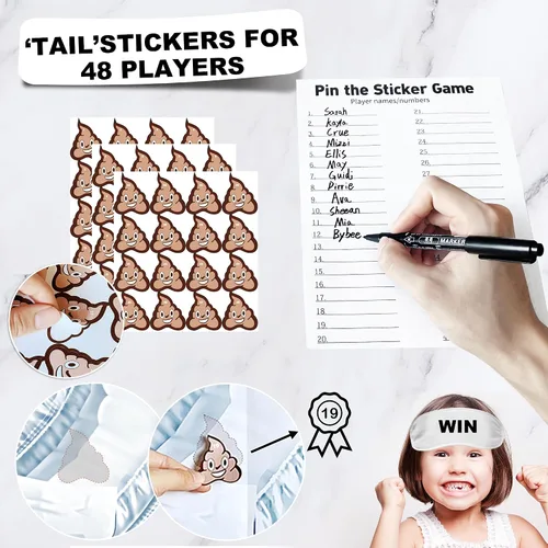 Vista 2 de Juego de juegos de baby shower: Pin the Sticker en el juego de pañales y 50 boletos para rifas de pañales con caja para decoraciones de fiesta