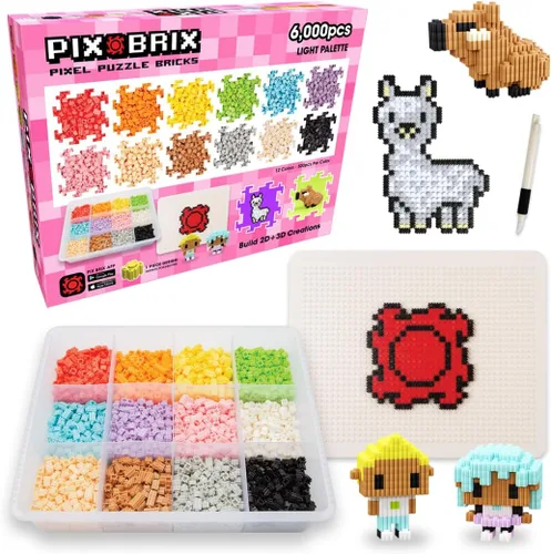 Vista 5 de Pix Brix Pixel Puzzle - Ladrillos de construcción, contenedor de 3.000 Oscuro