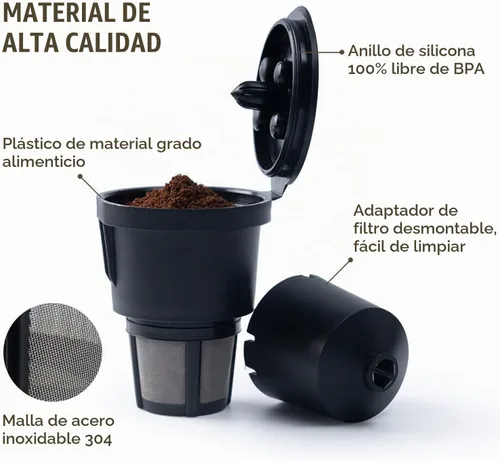 Vista 4 de Filtros de café reutilizables K Cups – 3 paquetes de cápsulas de café compatibles con cafeteras Keurig 1.0 – Compatible con SS-300C SS-6 ss-700 Negro