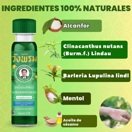 Vista 3 de Compuesto Saledphangphon Aceite Verde 20 cc (Pack de 3) (Verde)