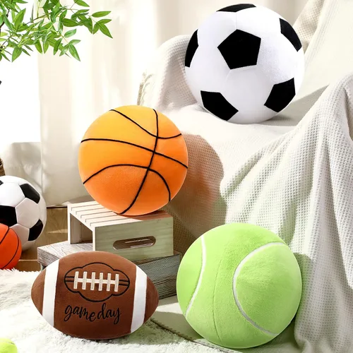 Vista 6 de Yousoontic Almohada de baloncesto de 10.8 pulgadas, cojín redondo esponjoso con forma de baloncesto, almohada de felpa para decoración de sofá