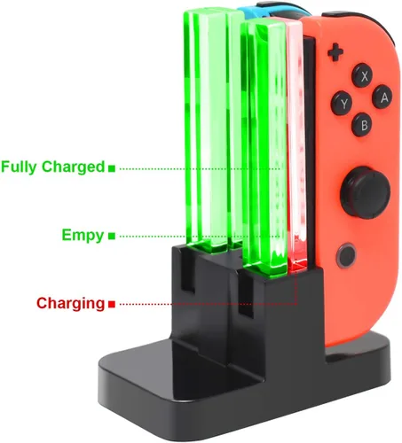 Vista 4 de FastSnail Base de carga compatible con Nintendo Switch para Joy Con y controlador de modelo OLED con indicador LED de poste de lámpara estación