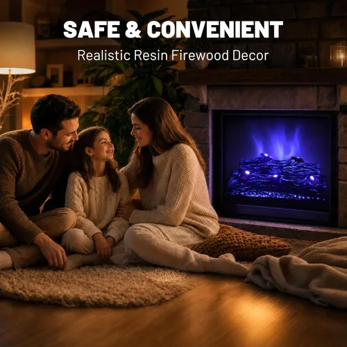 Vista 7 de Chimenea eléctrica con efecto de llama realista, bloque de llama incrustado de 21.46 x 9.45 x 8.27 pulgadas, control remoto USB, colocación
