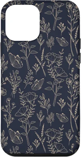 Vista 16 de Butterfly Meadow Botanical Wildflower Pattern (Azul Marino) Funda para iPhone 17