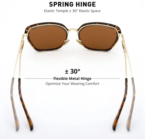 Vista 6 de Gafas de sol polarizadas vintage con marco de escudo para mujer con caja de regalo O6371