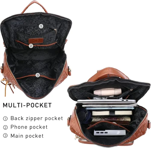 Vista 77 de MKP COLLECTION Mochila de moda para mujer, bolsa convertible grande para mujer, mochila de viaje, bolsa de hombro, juego de 2 piezas con borla, Beige
