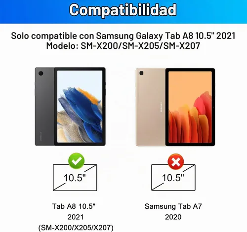 Vista 2 de LAMA Funda con teclado retroiluminado de 7 colores con mouse para Samsung Galaxy Tab A8 de 10.5 pulgadas, funda de teclado inalámbrico con soporte