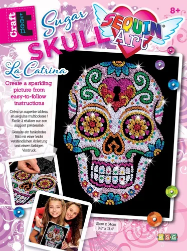 Vista 2 de Kit de fotos de arte de lentejuelas y calavera de azúcar, manualidades creativas para adultos y niños