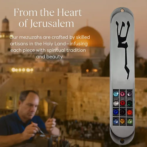 Vista 5 de TALISMAN4U MEZUZAH - Funda de peltre con desplazamiento para 12 tribus de Israel, diseño de Hoshen, símbolo de protección hebrea Shaddai, judaica