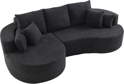Vista 5 de Sofá Seccional Curvo de 106 pulgadas Sofá de Esponja con Chaise Lounge para Sala de Estar, Sofá Seccional Moderno en Forma de L, Sin Estructura
