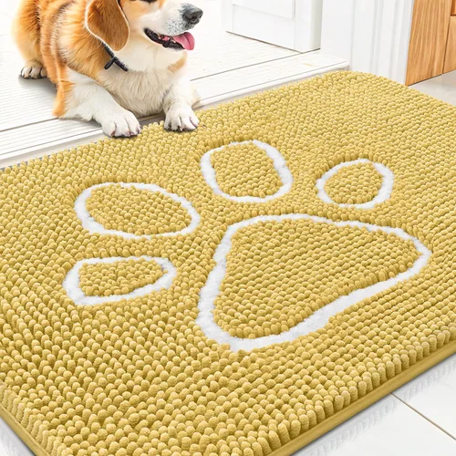 Vista 153 de Smiry Tapete para puerta de perro para patas fangosas, absorbente y Gris y negro