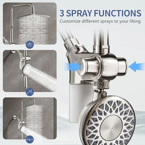 Vista 5 de SINGSUO Filtered Rain Shower Head with Handheld Spray Combo, High Pressure Dual Shower Head with Filter for Hard Water, Modern Magnetix Double