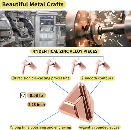Vista 2 de Rompecabezas de metal - Juguetes 3D para el cerebro: juguetes sensoriales geniales, artilugios, caja de cubo triangular, rompecabezas de juguete Oro