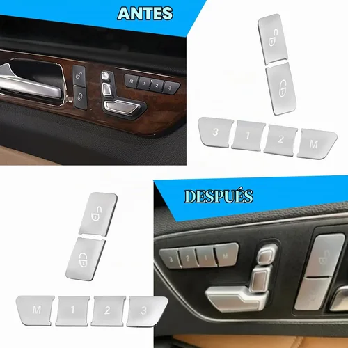 Vista 6 de 12 calcomanías para botón de desbloqueo de puerta con memoria de asiento de automóvil, cubierta de ajuste del botón del interruptor, repuesto