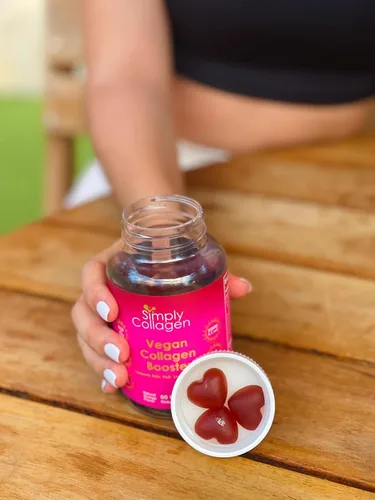 Vista 6 de Simply Collagen® Gomitas de colágeno veganas para mujeres y hombres, colágeno a base de plantas con biotina, vitaminas A, C y E, refuerzo