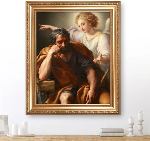 Vista 27 de Anunciación de Leonardo da Vinci Reproducciones de arte clásico, impresiones en lienzo giclée para decoración del hogar, 16 x 30 pulgadas