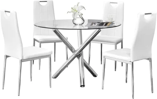 Vista 6 de Best Master Furniture Crystal - Juego de comedor redondo de 5 piezas, 5 piezas, color negro