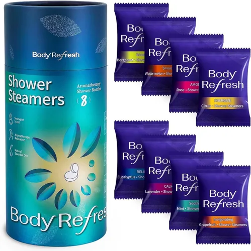 Vista 11 de Shower Steamers - Paquete de 8 rellenos de calcetines de aromaterapia para Navidad Citrus Sunrise