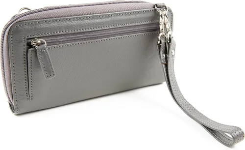 Vista 4 de WalletBe Cartera RFID para mujer, bolso cruzado de cuero con acordeón guijarro