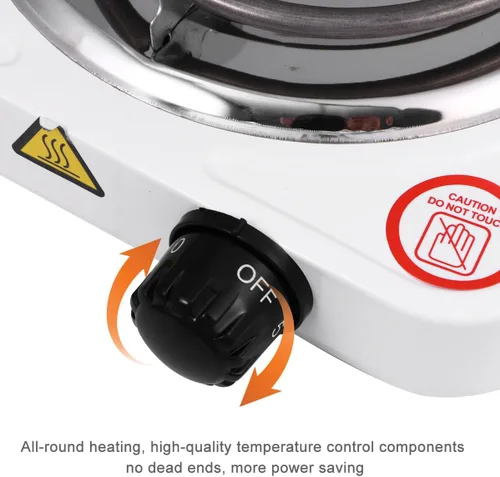 Vista 6 de Estufa eléctrica portátil de un solo quemador con control de temperatura ajustable, placa de calefacción de bobina eficiente, placa de calefacción