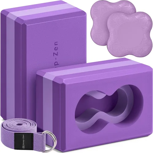 Vista 11 de Deep-Zen® Bloques de yoga con soporte de muñeca; bloques de yoga 2 unidades con rodilleras y correa para poner menos peso en las muñecas; juego