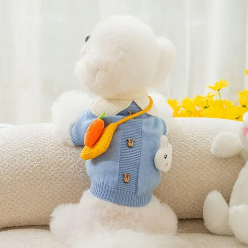 Vista 5 de Suéter cálido para mascotas, vestido para perros, suéter para perros, vestido para perros para el invierno, lindo abrigo para perros pequeños