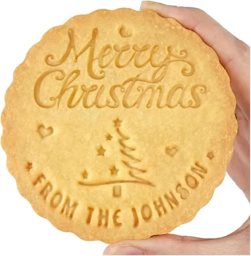 Vista 13 de Sello de galletas de Navidad personalizable 2025 con nombre de familia, sorpresa navideña para entusiastas de la repostería (diseño A)