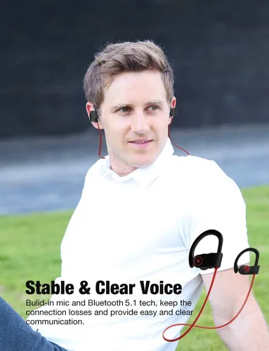 Vista 7 de Auriculares Otium con Bluetooth, auriculares inalámbricos IPX7 impermeables para deportes con micrófono, estéreo HD, resistentes al sudor, para uso
