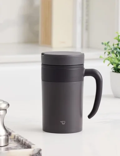 Vista 2 de Zojirushi SE-KAE48TA - Vaso de té inoxidable con asa, 16 onzas, color marrón