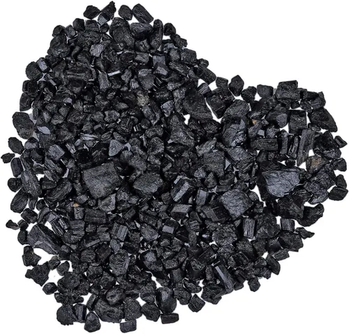 Vista 26 de Piedra pequeña de cristal de obsidiana negra con forma irregular, chips decorativos de cuarzo triturado para curación de joyas, decoración del hogar