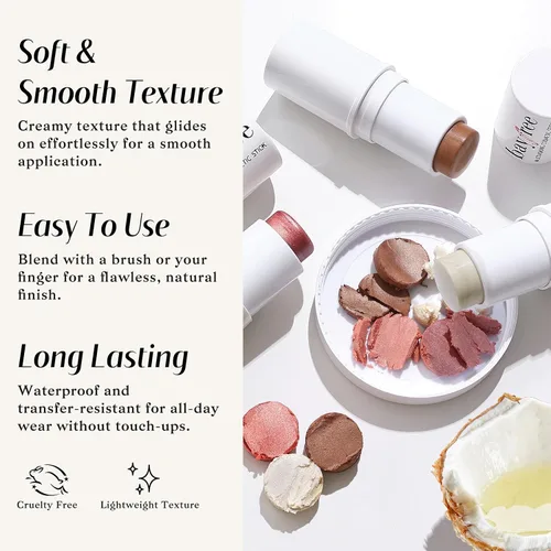 Vista 3 de KIMUSE Trío de palitos faciales, barra de rubor crema e iluminador y barra de contorno para esculpir las mejillas, trío de contorno de crema