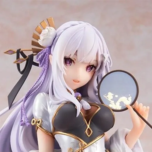 Vista 6 de LUNK Figura Emilia Figura de acción de anime Exquisita estatua de PVC, modelo coleccionable de escritorio, adornos de escritorio, regalo