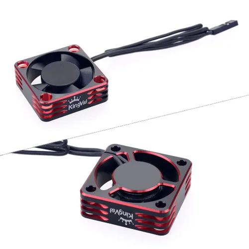 Vista 2 de KingVal Ventilador de enfriamiento del motor de aluminio de 1.181x1.181x0.394 in 28000RPM para 1/8 1/10 1/12 RC Car 540 550 Motor (negro-rojo)