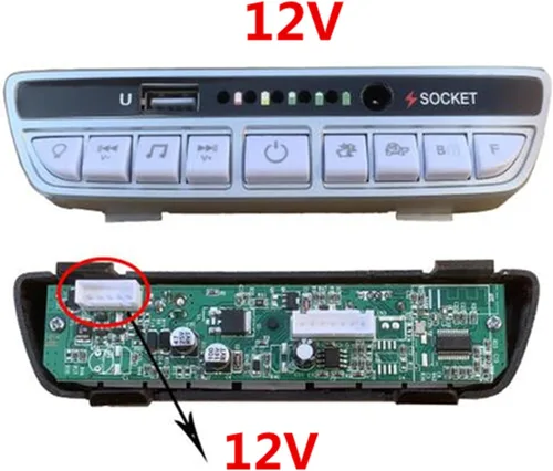Vista 4 de Fuente de alimentación de vehículo eléctrico para niños de 12 V, interruptor de control central, conexión Bluetooth multifunción, fuente